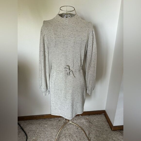 TopShop grey long sleeve drawstring sweater dress size 8 - Picture 1 of 10